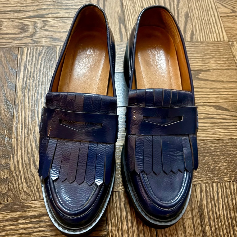 Franco Sarto Blue Leather Loafers